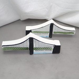 Vintage Souvenir Mackinac Bridge Michigan Salt And Pepper Shakers Porcelain